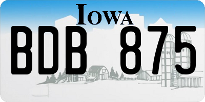 IA license plate BDB875