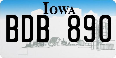 IA license plate BDB890
