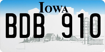 IA license plate BDB910