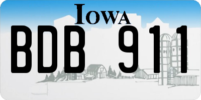 IA license plate BDB911