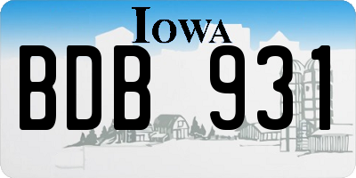 IA license plate BDB931