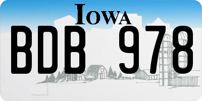 IA license plate BDB978