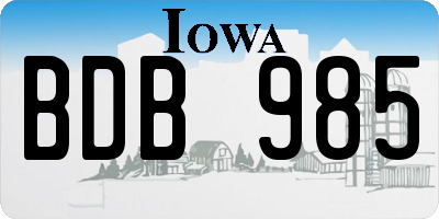 IA license plate BDB985