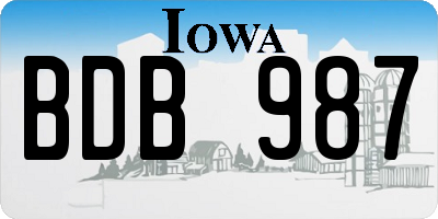 IA license plate BDB987
