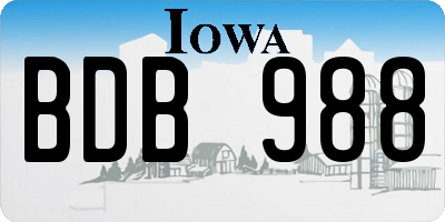 IA license plate BDB988