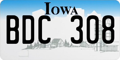 IA license plate BDC308