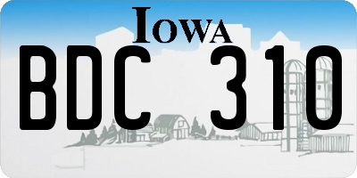 IA license plate BDC310
