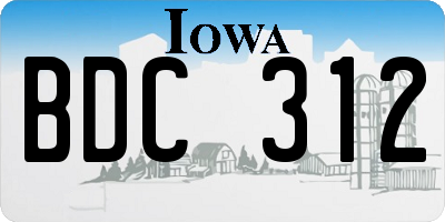 IA license plate BDC312
