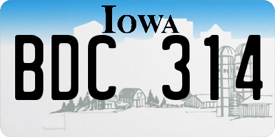 IA license plate BDC314