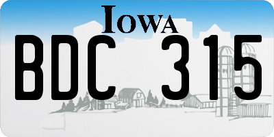 IA license plate BDC315