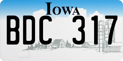 IA license plate BDC317