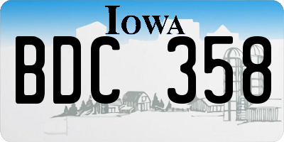 IA license plate BDC358