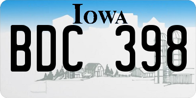 IA license plate BDC398