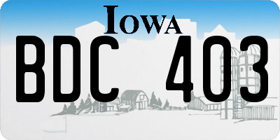 IA license plate BDC403