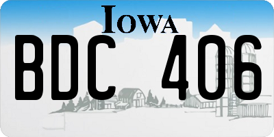 IA license plate BDC406