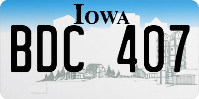 IA license plate BDC407
