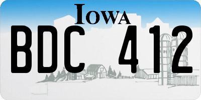 IA license plate BDC412