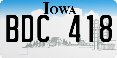 IA license plate BDC418