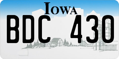 IA license plate BDC430