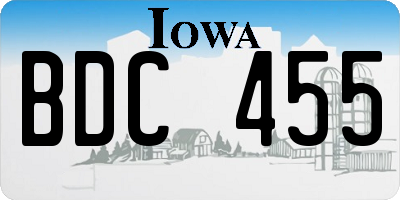 IA license plate BDC455
