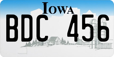 IA license plate BDC456