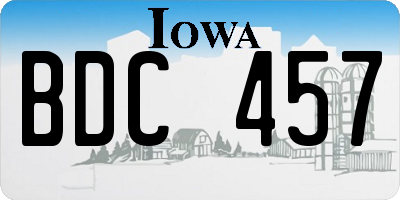 IA license plate BDC457
