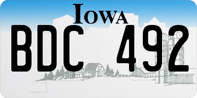 IA license plate BDC492