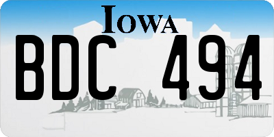 IA license plate BDC494