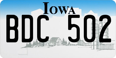 IA license plate BDC502