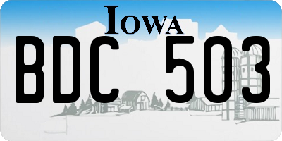 IA license plate BDC503