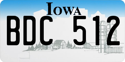 IA license plate BDC512