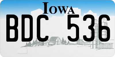 IA license plate BDC536