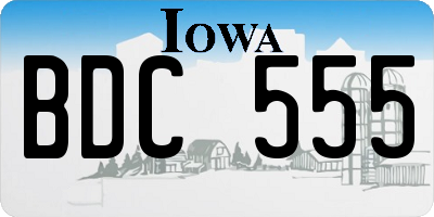 IA license plate BDC555