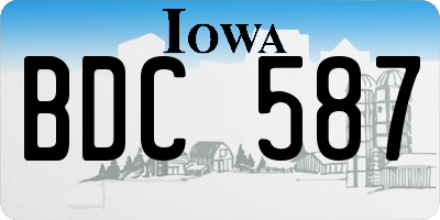 IA license plate BDC587