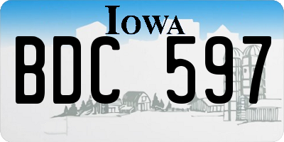 IA license plate BDC597