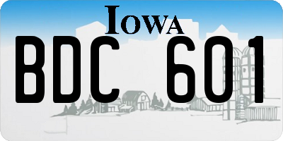 IA license plate BDC601