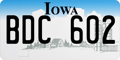 IA license plate BDC602