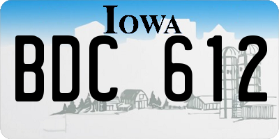IA license plate BDC612