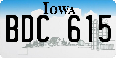 IA license plate BDC615
