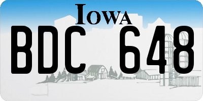 IA license plate BDC648