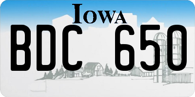 IA license plate BDC650