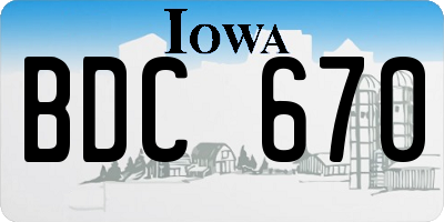 IA license plate BDC670