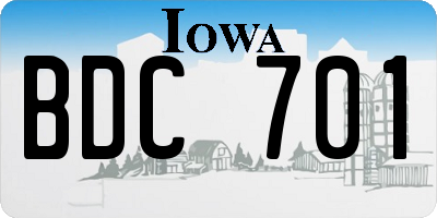 IA license plate BDC701