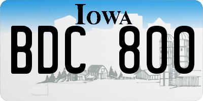 IA license plate BDC800