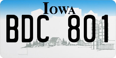 IA license plate BDC801
