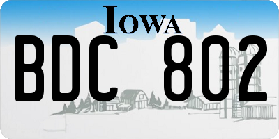 IA license plate BDC802