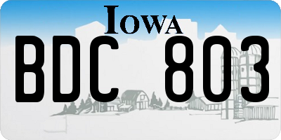 IA license plate BDC803