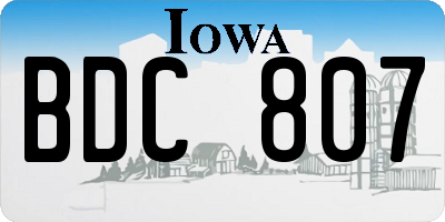 IA license plate BDC807