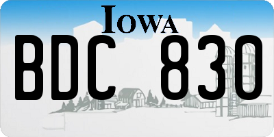 IA license plate BDC830