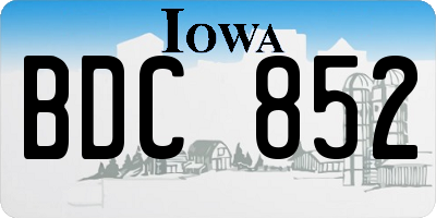 IA license plate BDC852